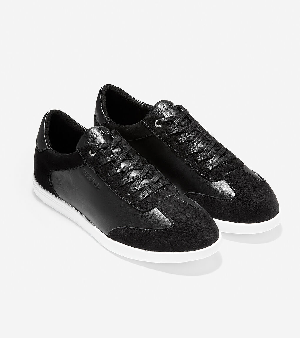 Women's Grand Crosscourt Turf Sneaker in Black Leather | Cole Haan