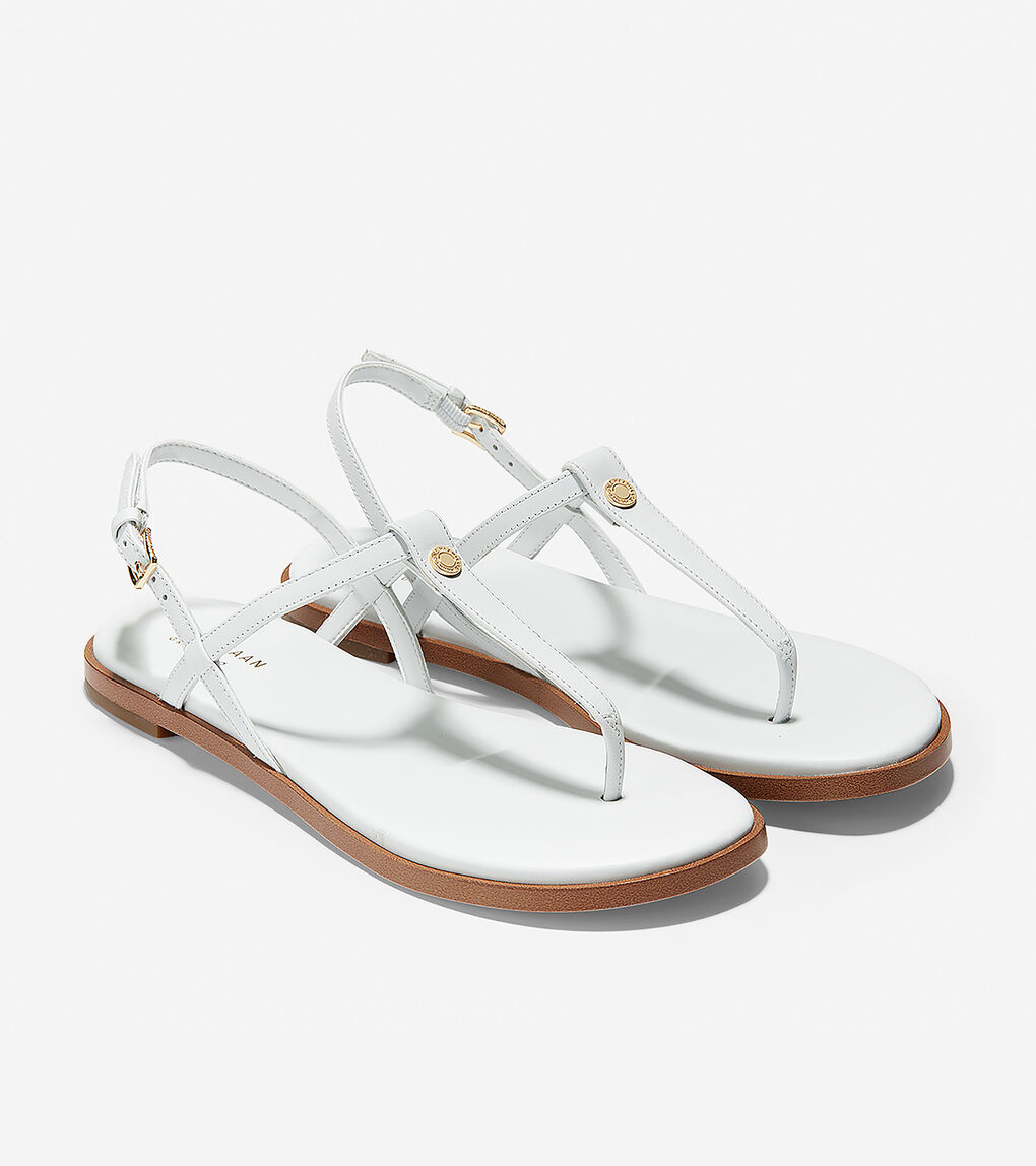 Women's Flora Thong Sandal in Optic White Leather | Cole Haan