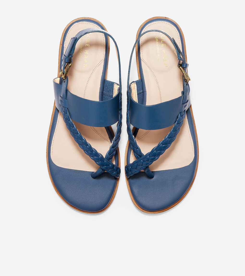 Women's Anica Braided Thong Sandal in Vintage Indigo Leather | Cole Haan