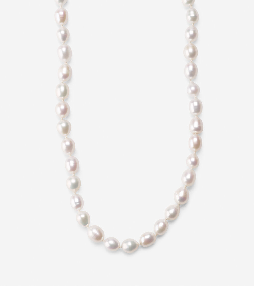 Knotted Pearl & Metal Necklace in Silver | Cole Haan