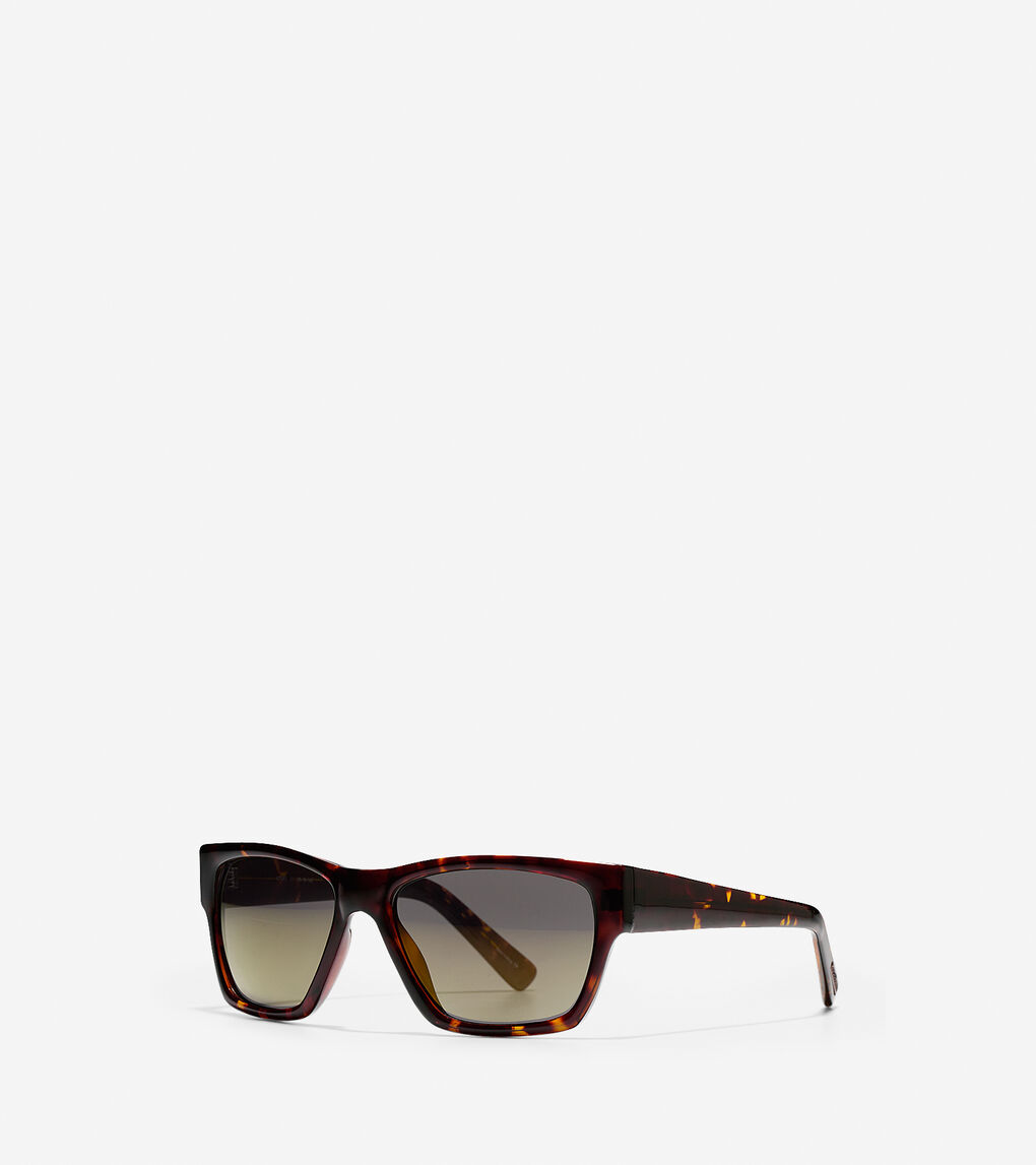 Modern Acetate Rectangle Sunglasses in Brown | Cole Haan