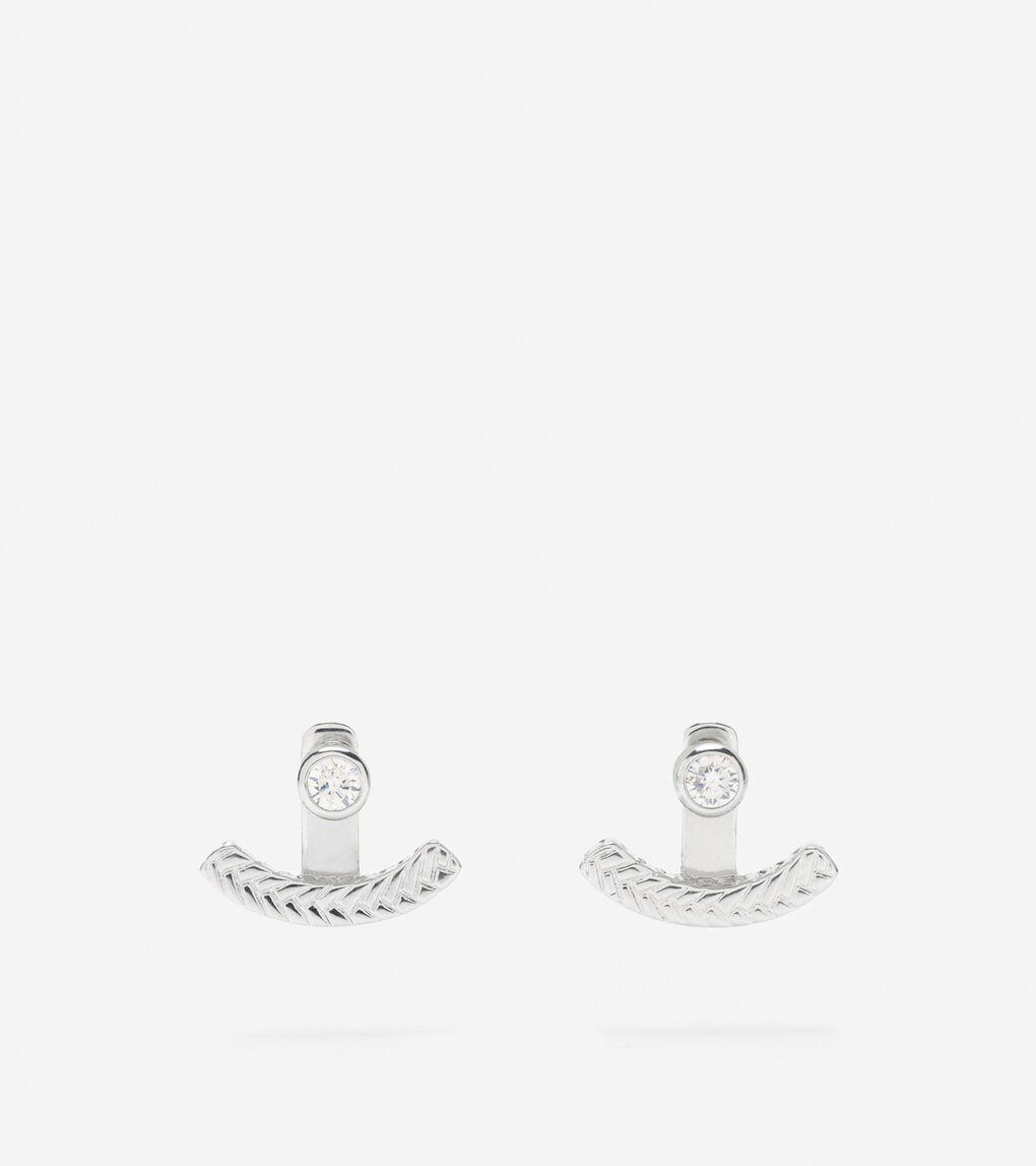 Basket Weave CZ Front to Back Earring