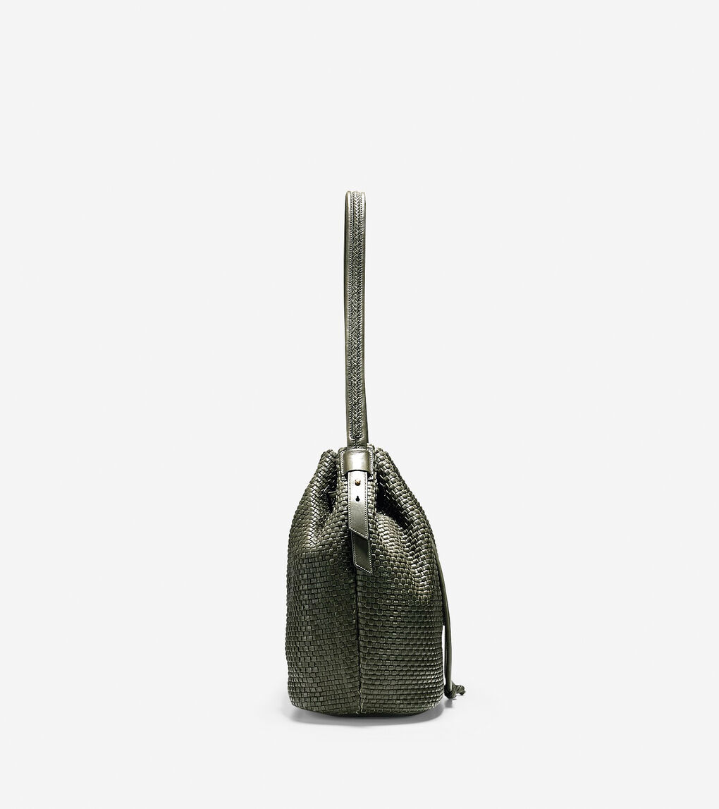 Bethany Weave Drawstring Hobo in Green | Cole Haan