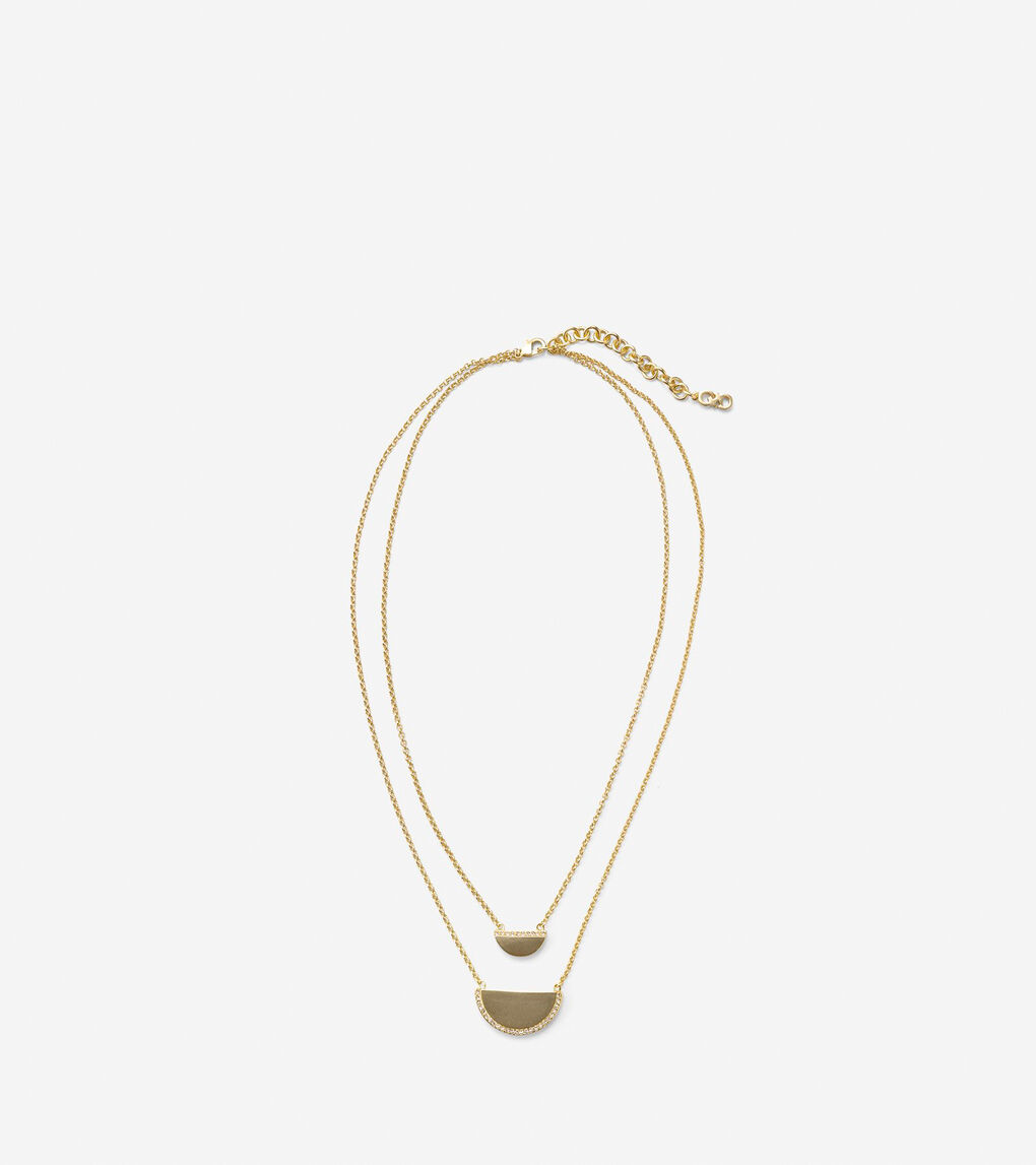Madison Avenue Pavé Half-Moon Double-Layer Necklace