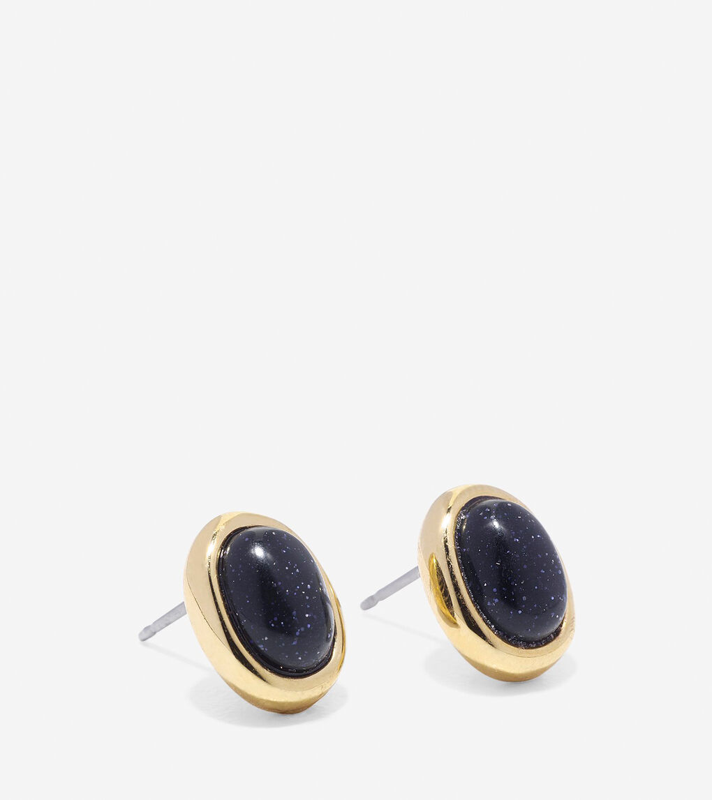 Adair Oval Stone Stud Earrings