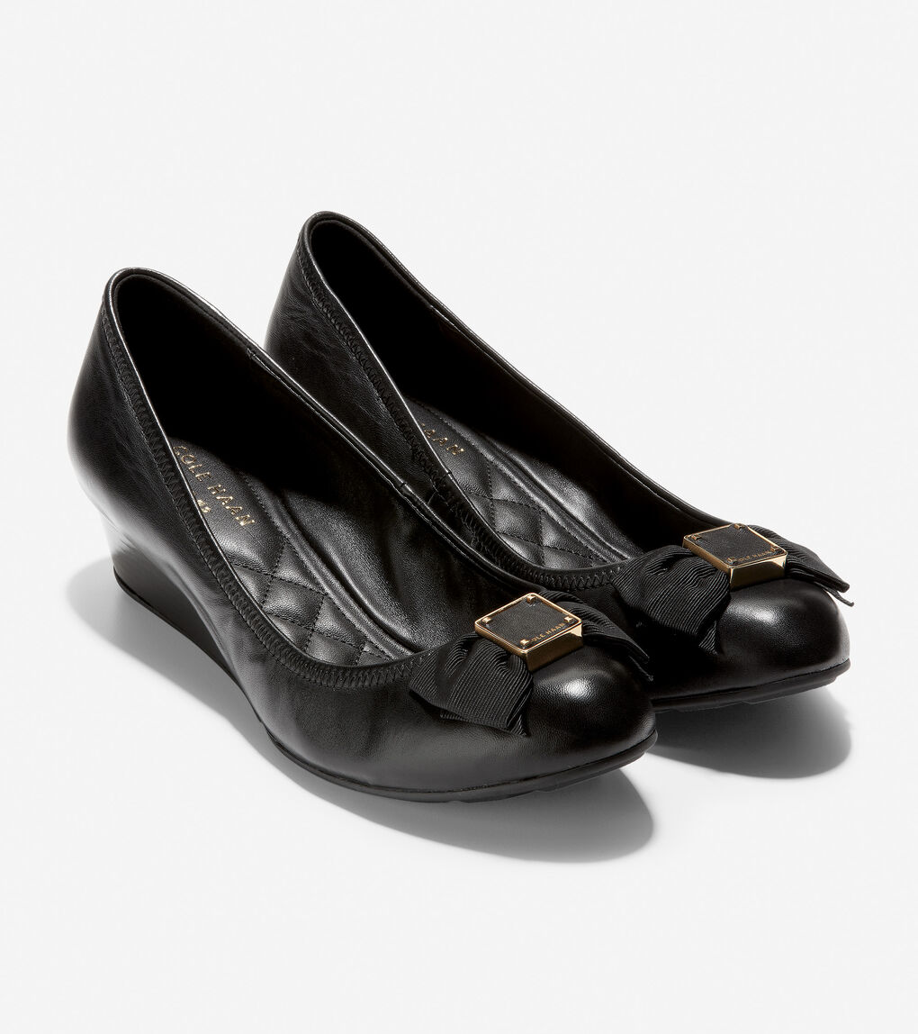Women's Tali Soft Bow Wedges (40mm) in Black | Cole Haan