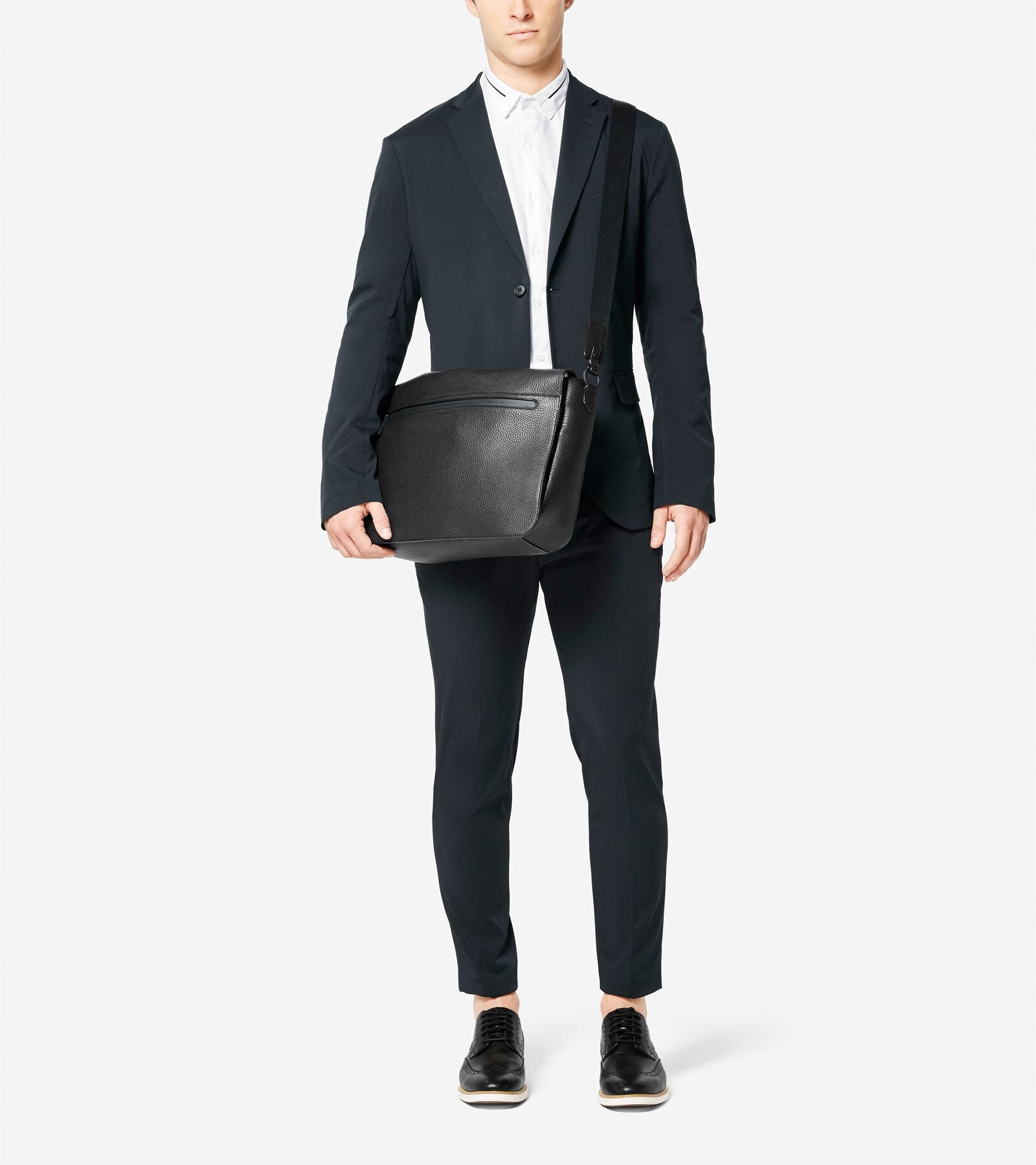 Grand.OS Leather Messenger Bag in Black Cole Haan