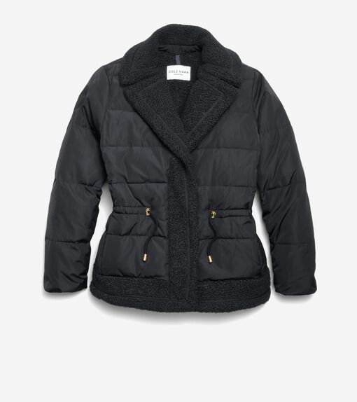 Women's Taffeta Down Jacket with Faux Fur