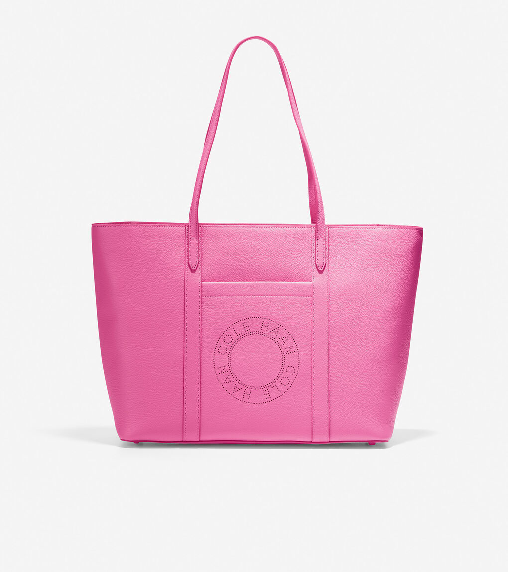 Leather Zip Top Tote in PINK | Cole Haan