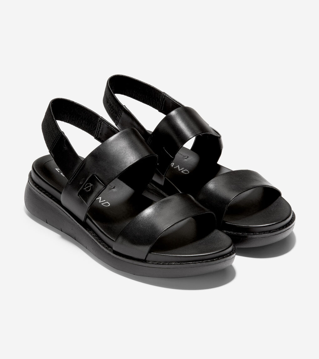 Women's ZERØGRAND Global Double Band Sandal in Black Leather | Cole Haan