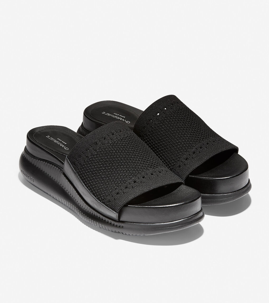 Women's 2.ZEROGRAND Stitchlite Slide Sandals in Black | Cole Haan