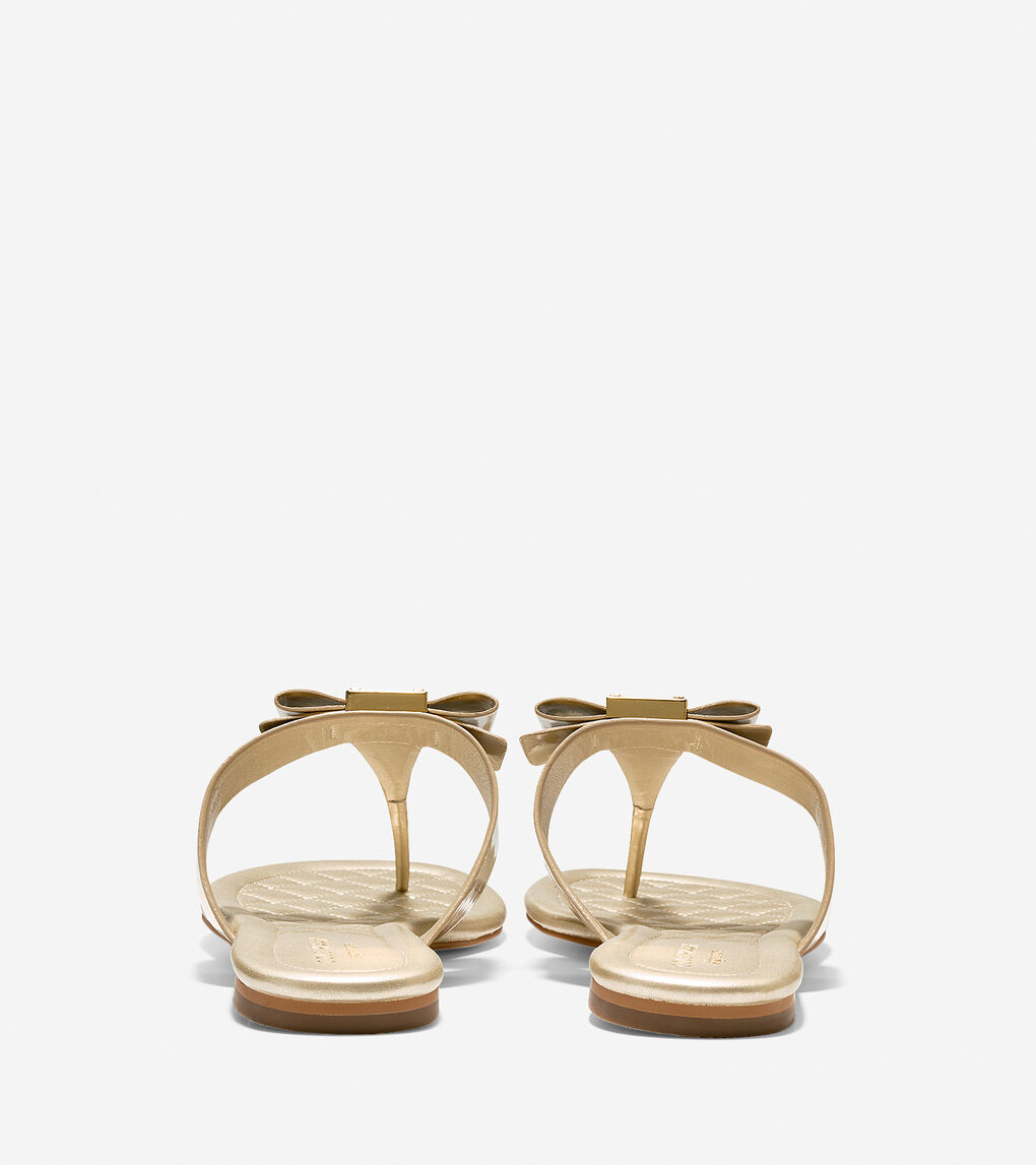 Women s Tali  Bow Flat  Sandal  in Soft Gold Patent Cole 
