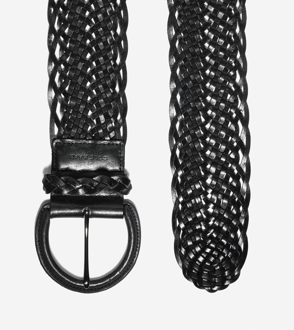 Women&#39;s Thick Braided Belt in Black | Cole Haan US