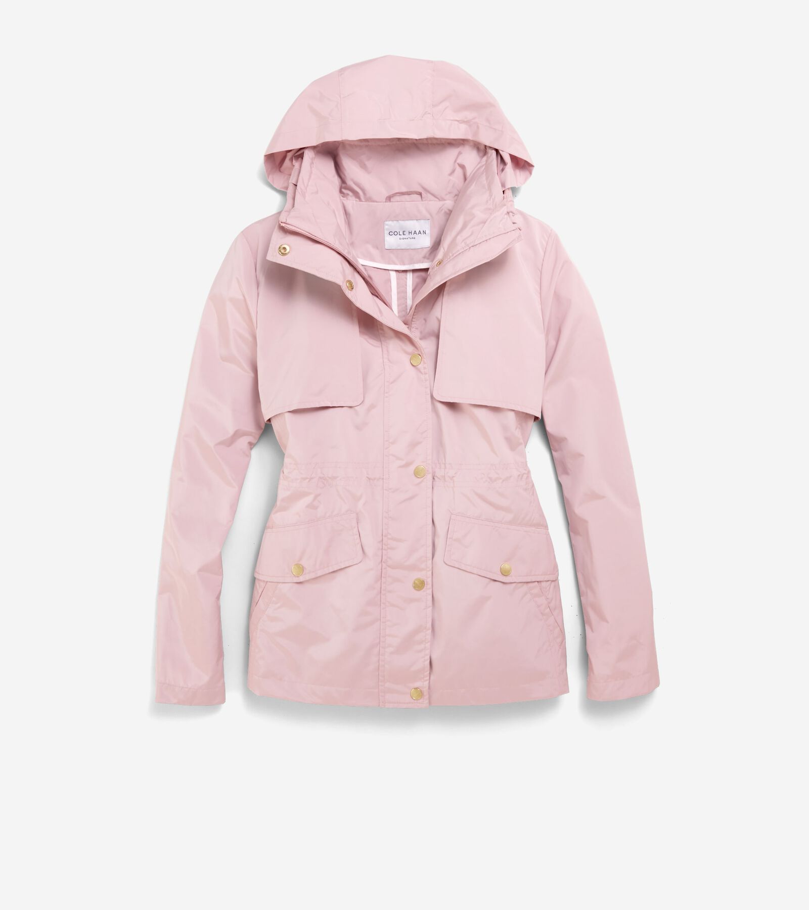 Cole Haan Short Packable Rain Jacket In Canyon Rose