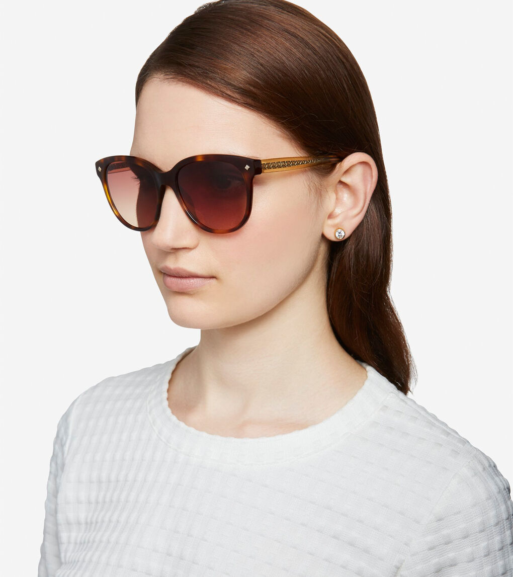 Acetate Weave Rounded Square Sunglasses