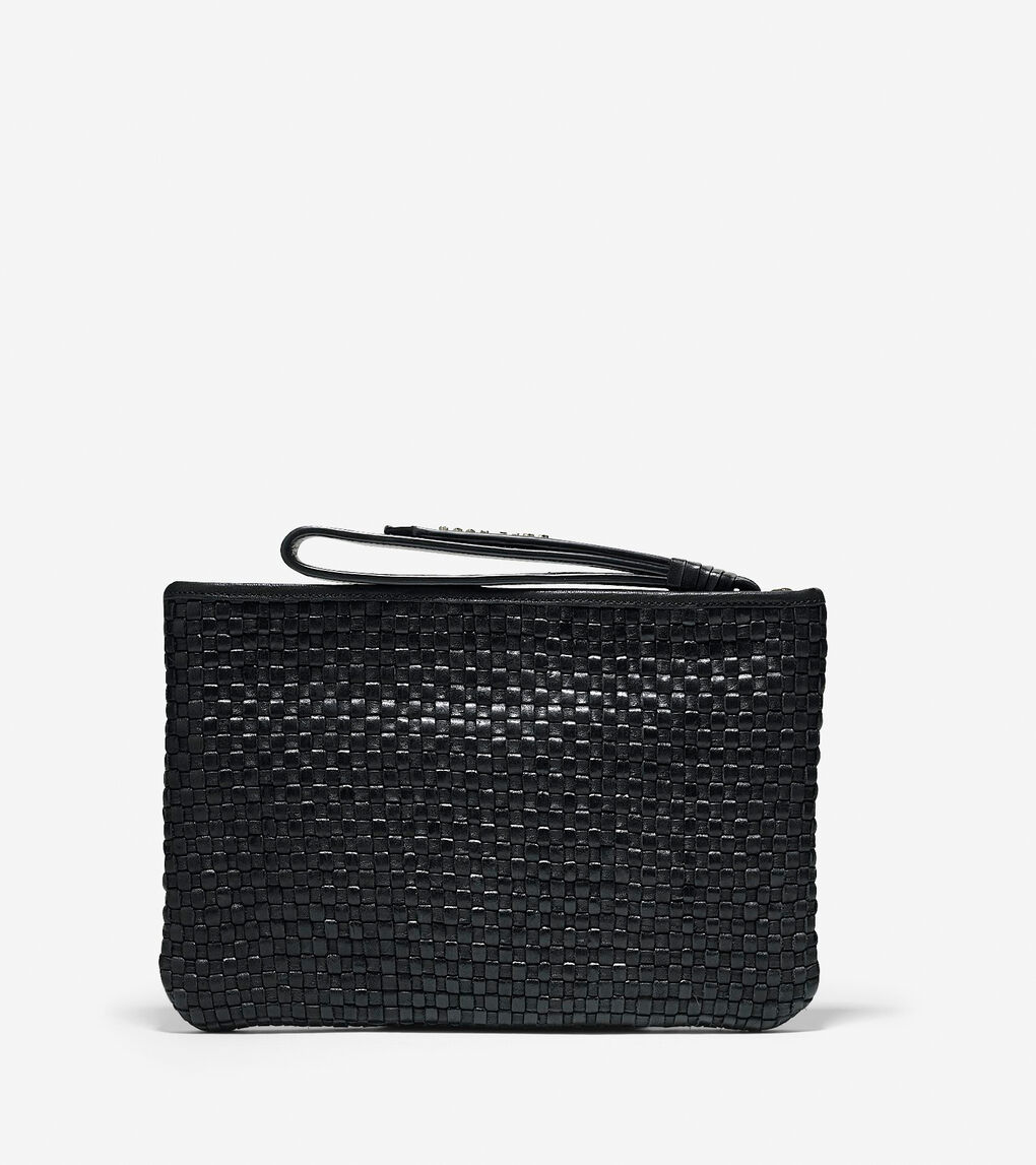 Bethany Weave Medium Pouch in Black | Cole Haan