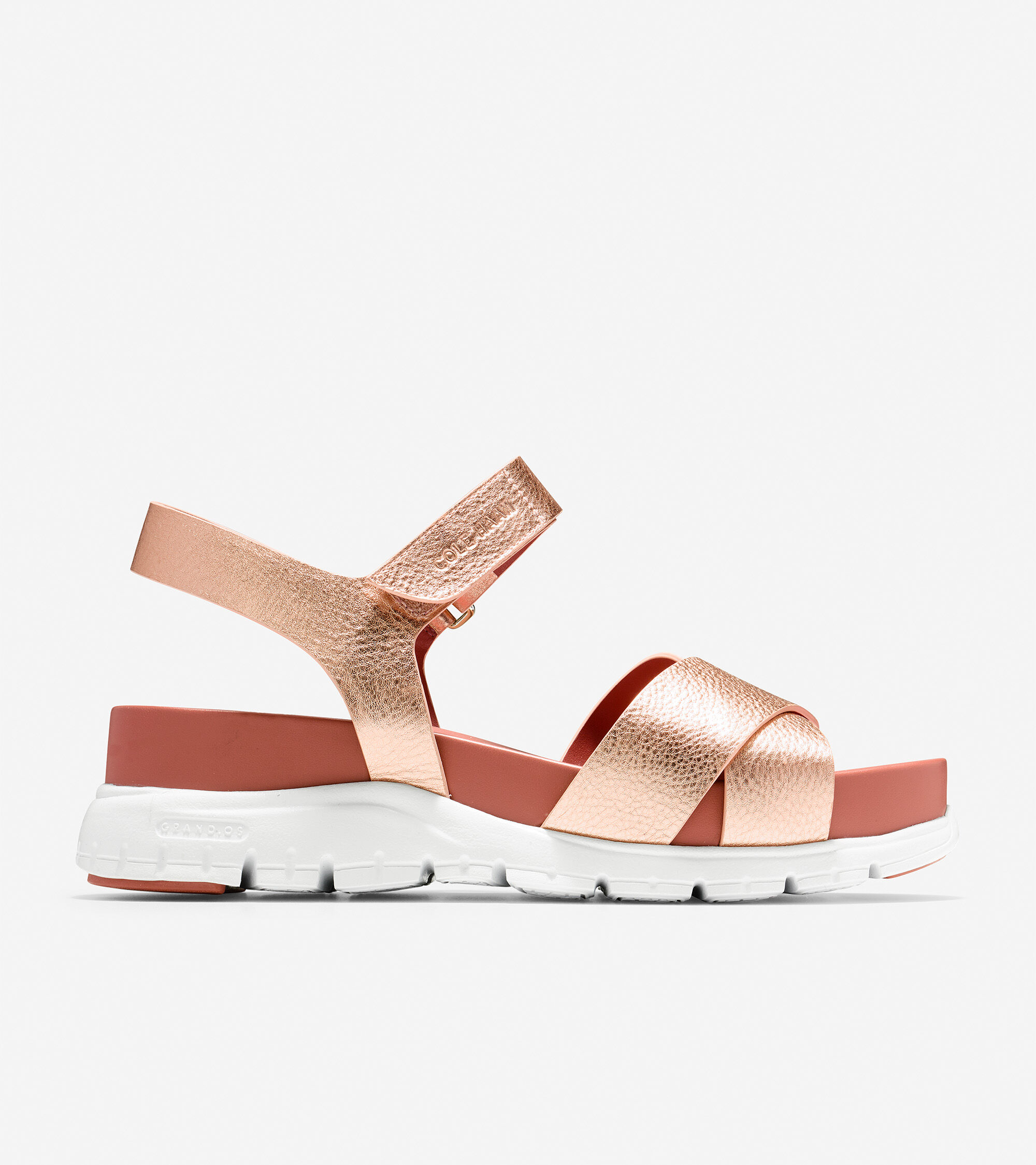 Criss Cross Sandal in Rose Gold Leather 