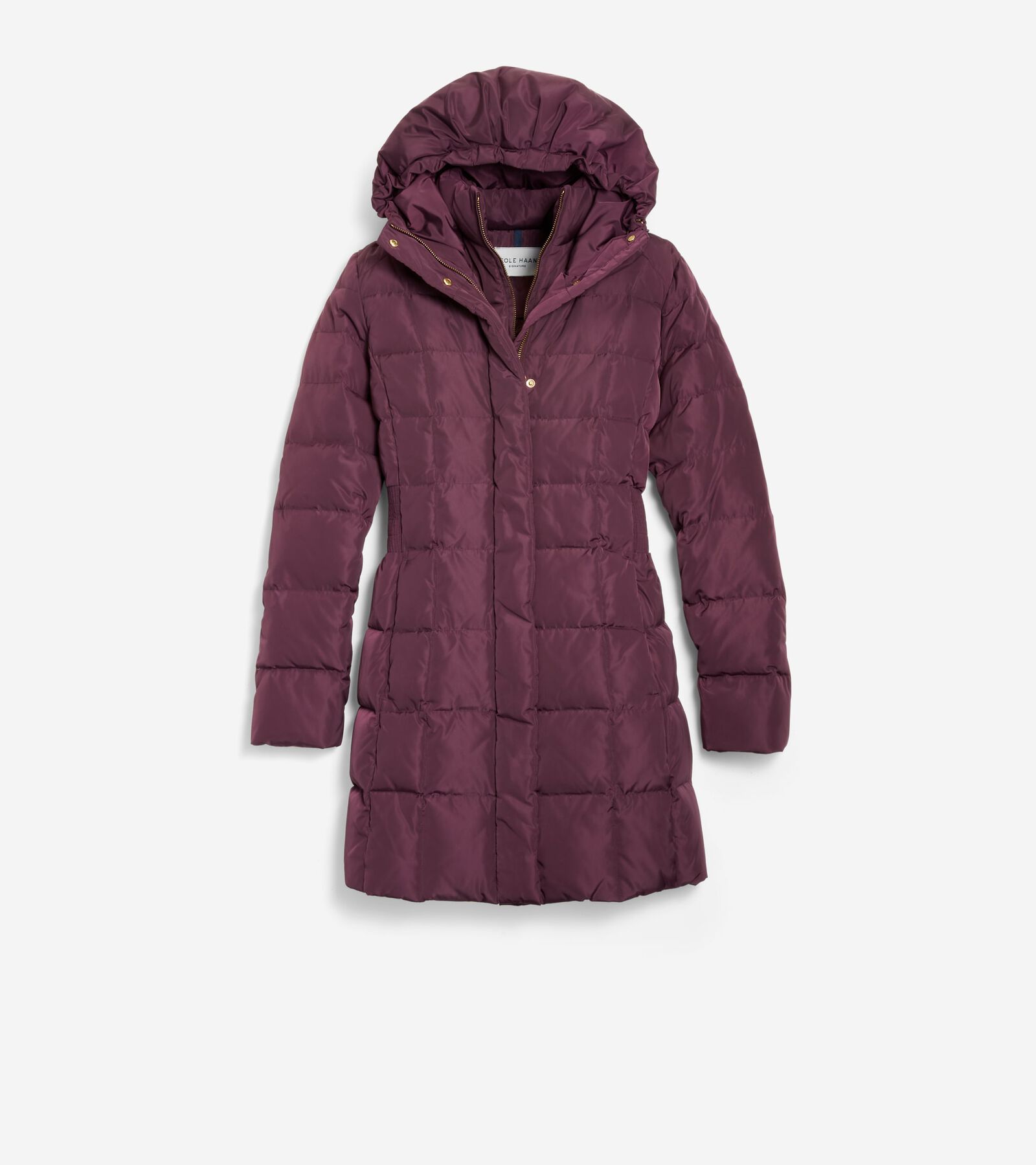 Cole Haan Signature 32in Taffeta Down Coat W Hood In Merlot