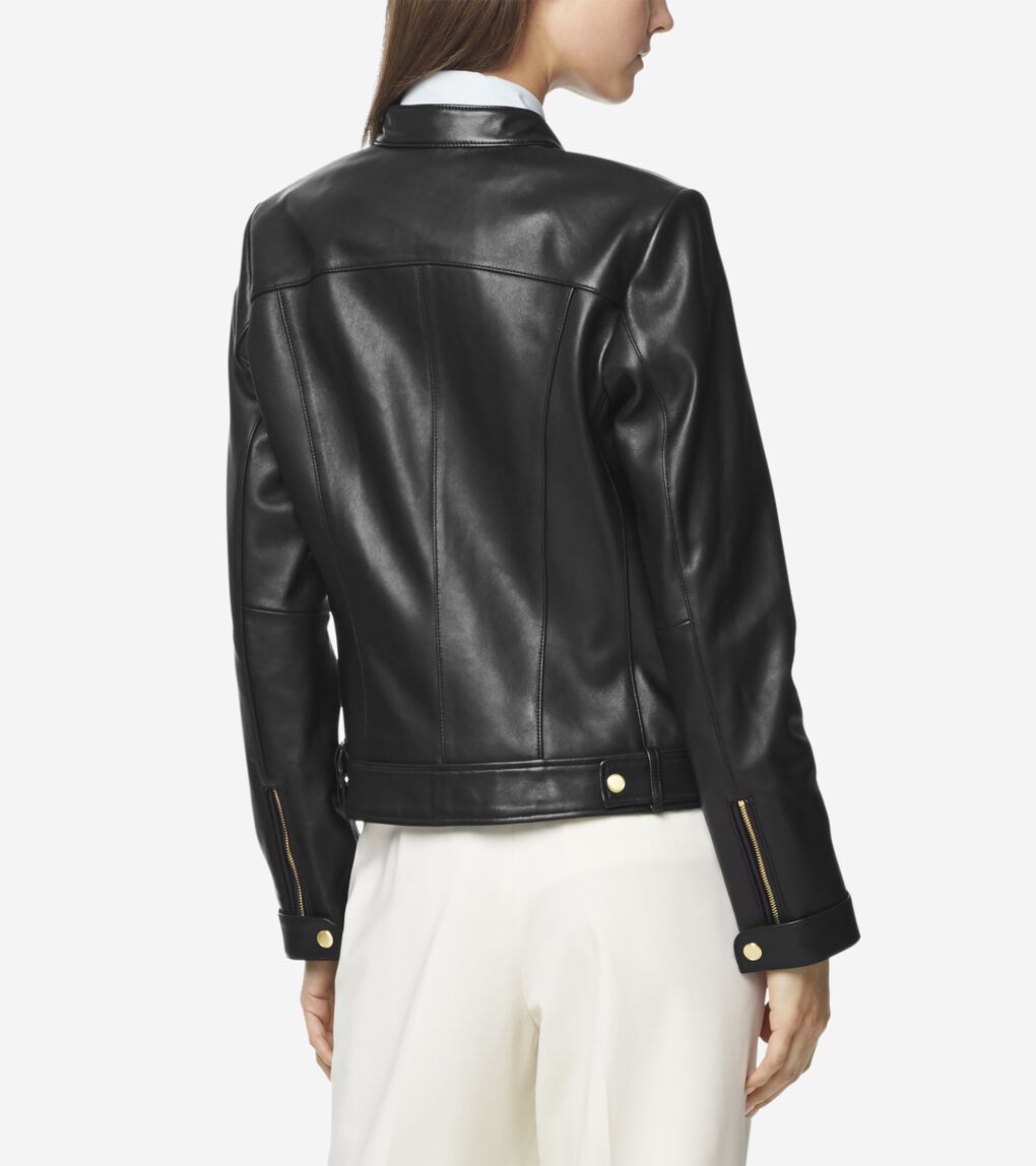 Women's Smooth Lambskin Leather Jacket in Black | Cole Haan