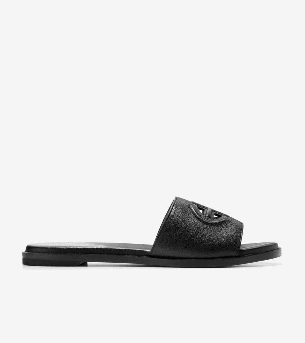 Women's Flynn Logo Slide Sandals in Black | Cole Haan