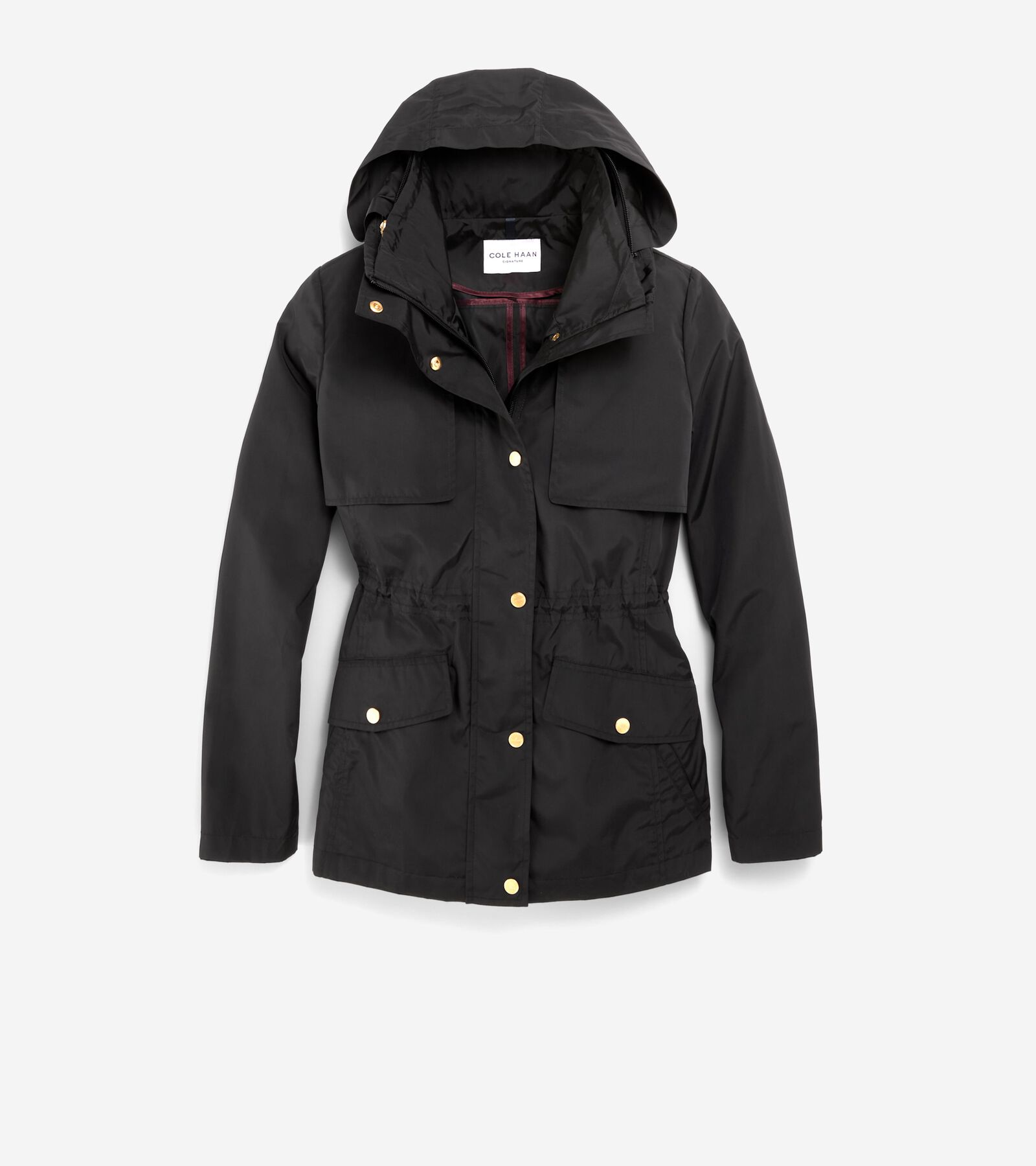 Cole Haan Short Packable Rain Jacket In Black
