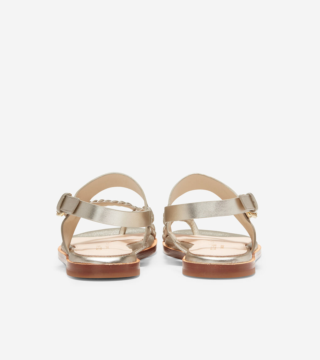 Women's Anica Braided Thong Sandal in Gold Metallic Leather | Cole Haan