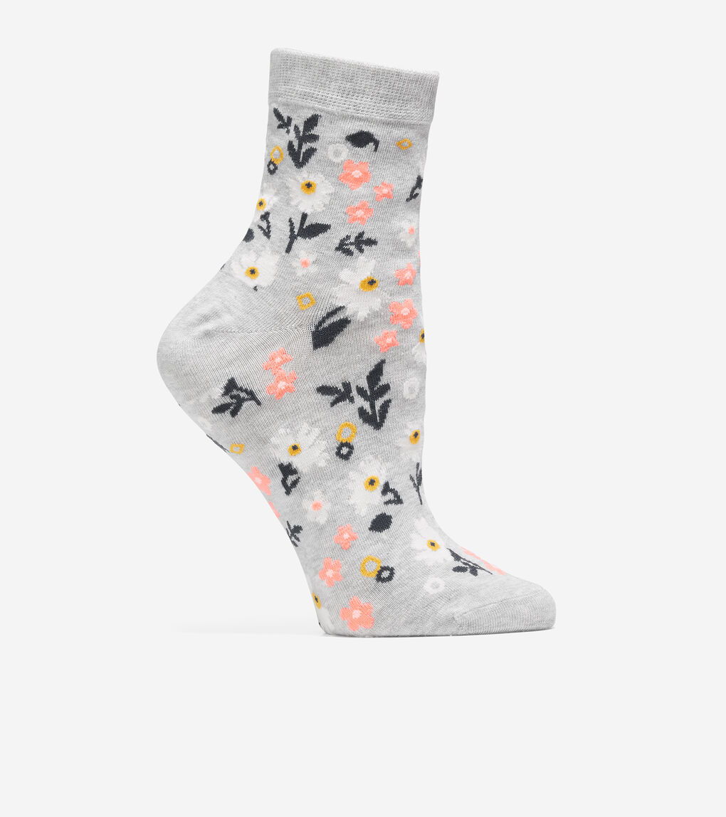 WOMENS 2-Pair Floral Short Crew Socks
