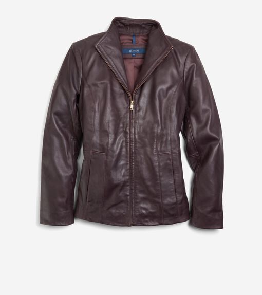 Women's Wing Collar Leather Jacket
