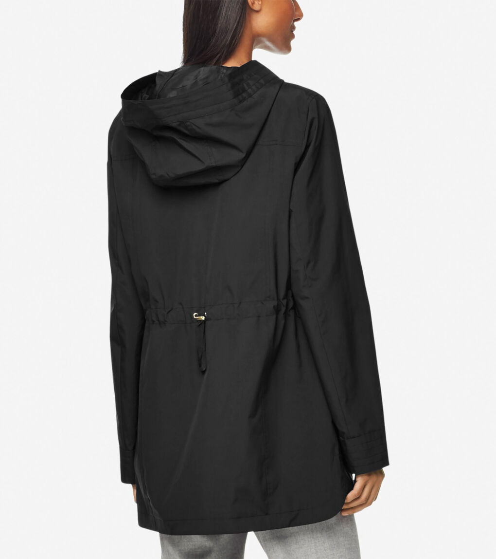 Women's Quilted Lined Travel Rain Jacket in Black Cole Haan