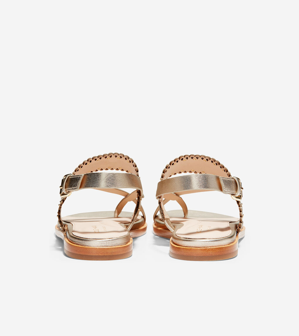 Women's Anica Scallop Thong Sandal in Soft Gold Metallic Leather | Cole ...