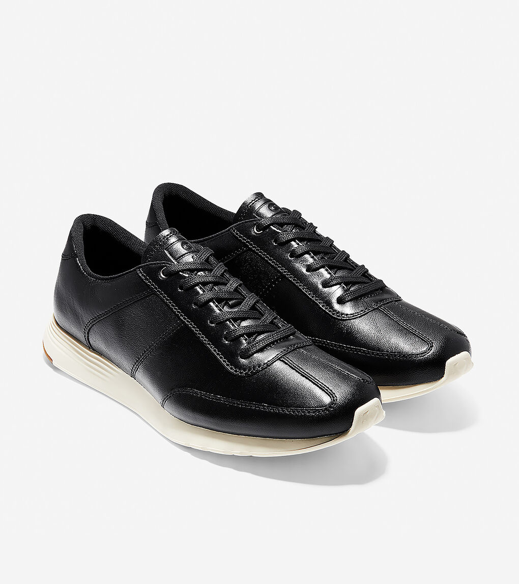 Men #39 s Grand Crosscourt Running Sneaker in Black Burnished Leather