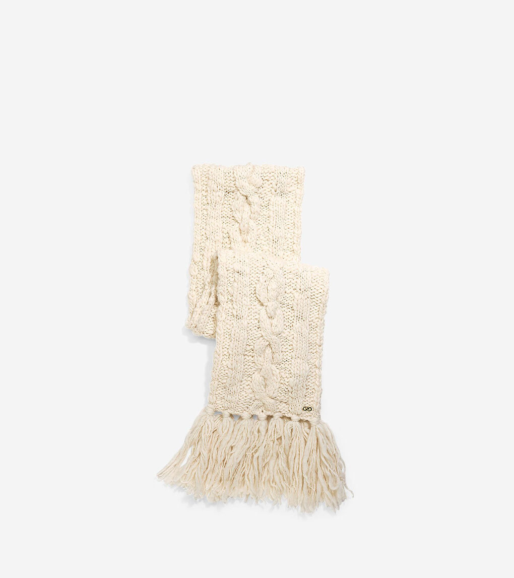 Chunky Cable Muffler With Fringe