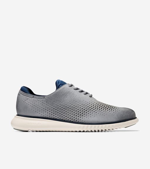 Men's 2.ZERØGRAND Laser Wingtip Oxfords in Gray | Cole Haan