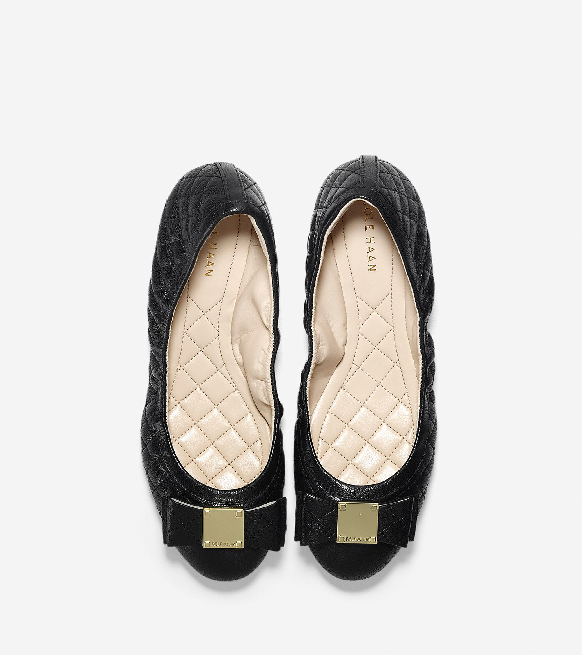 Women's Emory Quilted Bow Ballet Flats in Black | Cole Haan