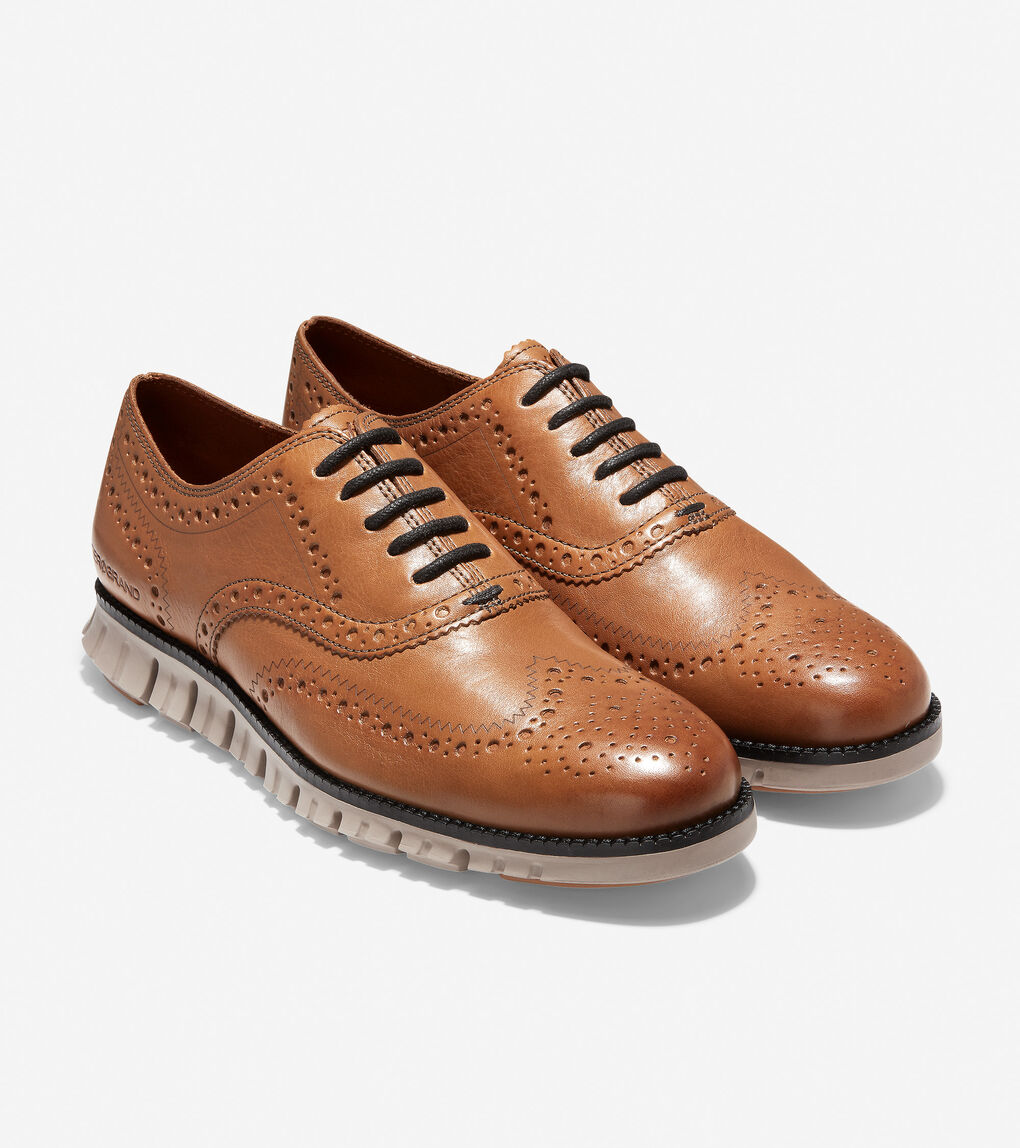 Men's ZERØGRAND Wingtip Oxford in Burnished British Tan Leather | Cole Haan