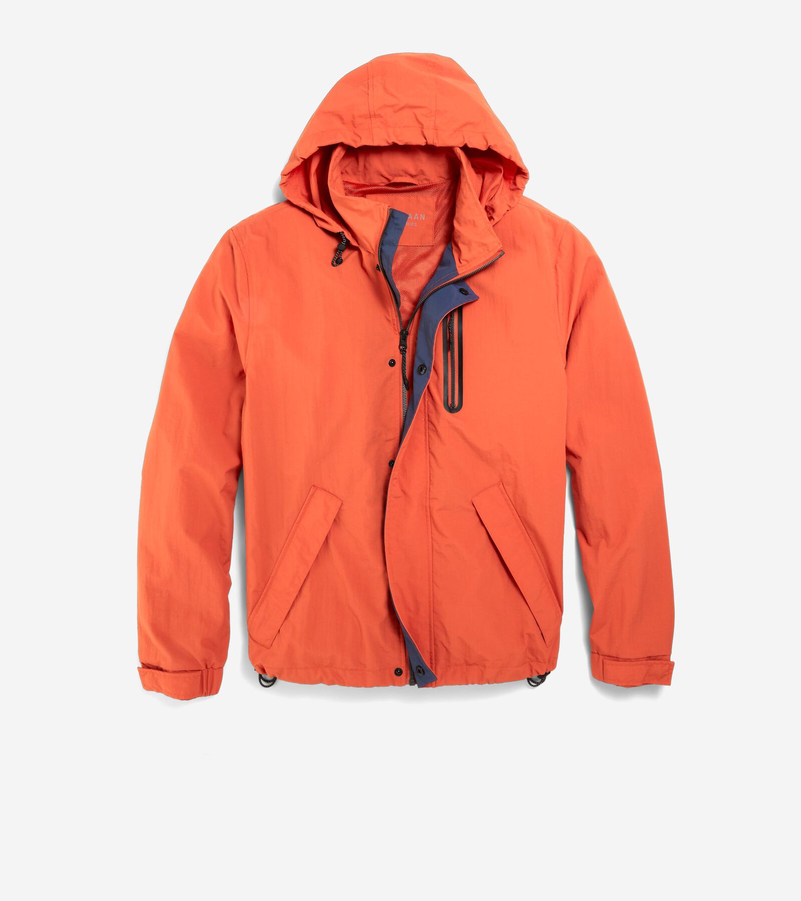 Shop Cole Haan 26.5" Crinkle Rain Jacket In Orange