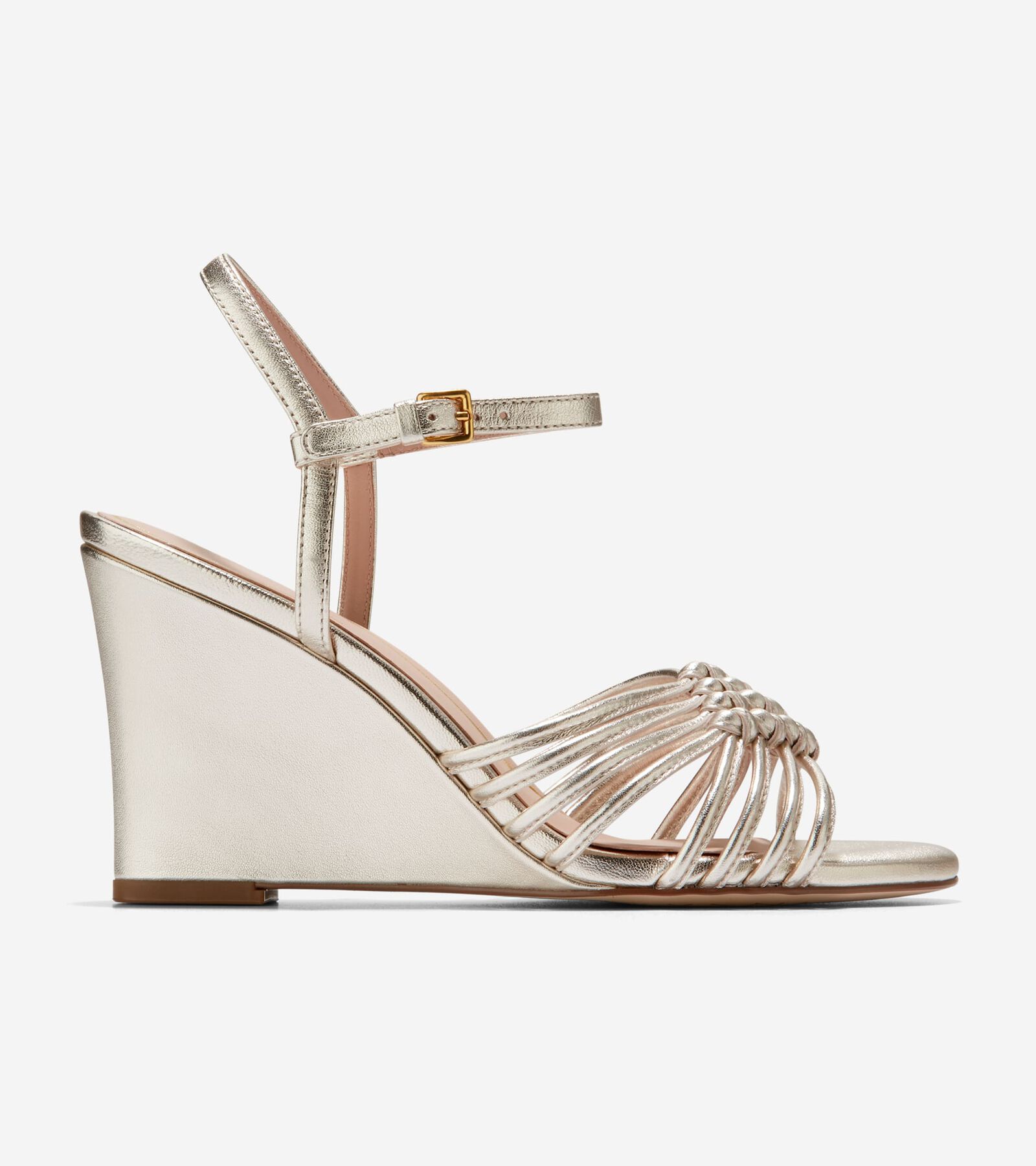 Shop Cole Haan Jitney Knot Wedge In Soft Gold