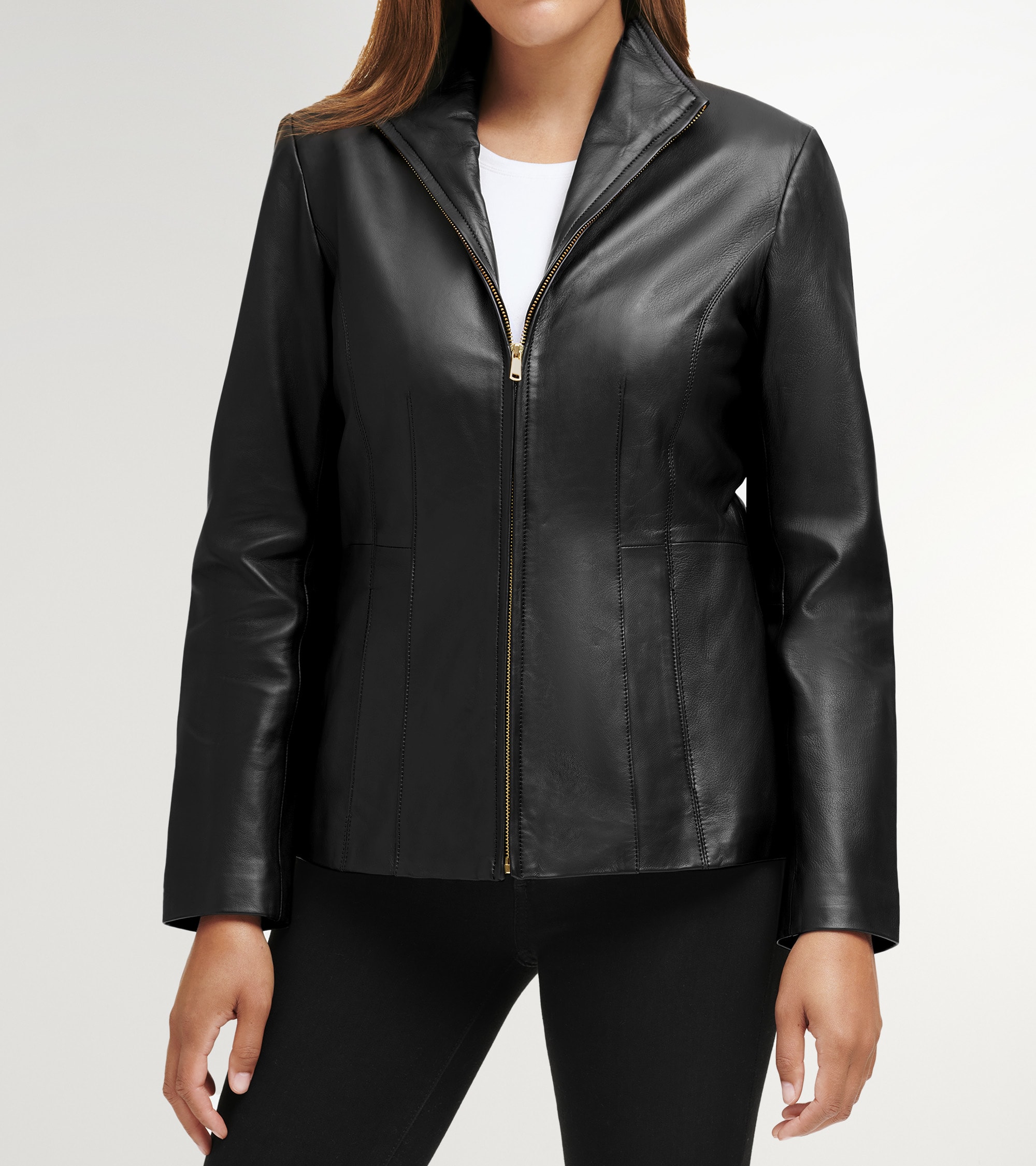 Cole Haan Wing Collar Leather Jacket Black Size S